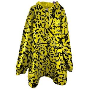Yitty Women Hoodie Sweatshirt 3XL Yellow Black Graffiti Print Oversized‎ Fleece